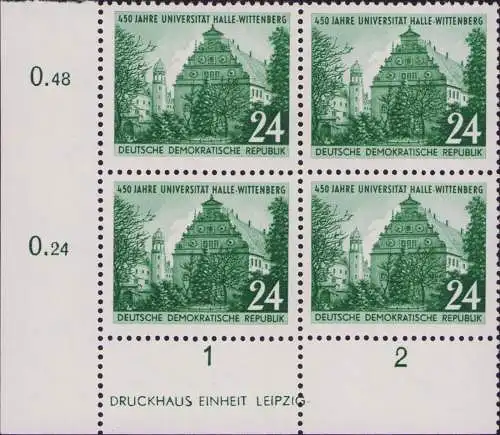 2803 DDR 318 XI DV 450 Jahre Universität Halle-Wittenberg 1952** postfrisch Zähn