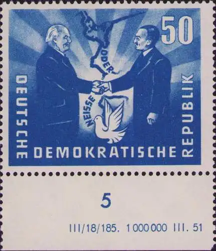 2774 DDR 285 DV Deutsch-polnische Freundschaft 1951 ** postfrisch Zähnungsvarian