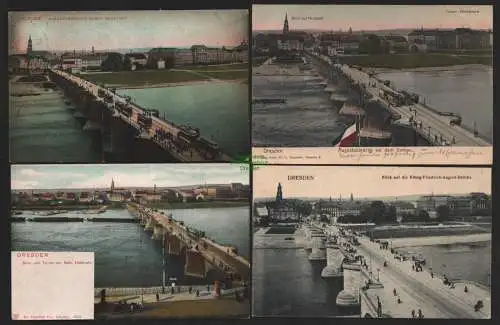 151752 4 AK Dresden Augustusbrücke vor dem Umbau 1907 Blick gegen Neustadt