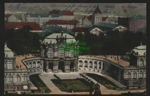 146711 Ansichtskarte Dresden 1914 Zwinger + Bebauung dahinter Verlag Carl Döge