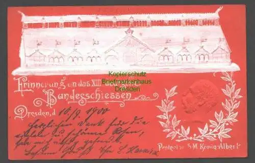 145947 AK Dresden 1900 aufwändige Prägekarte XIII. deutsches Bundesschiessen
