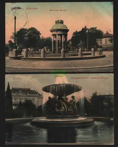 144027 2 AK Dresden Neustadt Albertplatz Arthesischer Brunnen 1906 Monumental