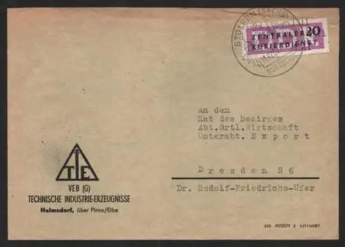 B14175 DDR ZKD Brief 1957 15 1311 Pirna VEB (G) Technische Industrie Erzeugnisse