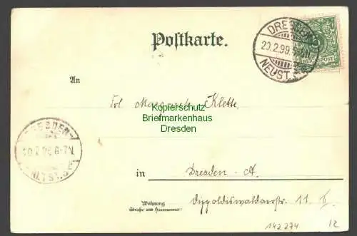 142274 AK Dresden Dresdner Charaktertypen Schutzmann 1899