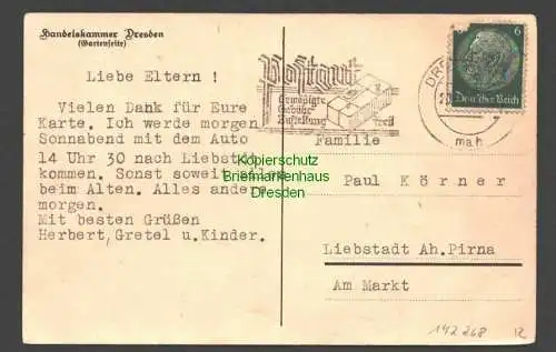 142268 AK Dresden 1940 Haus der Dresdner Handelskammer Gartenseite Künstlerkarte