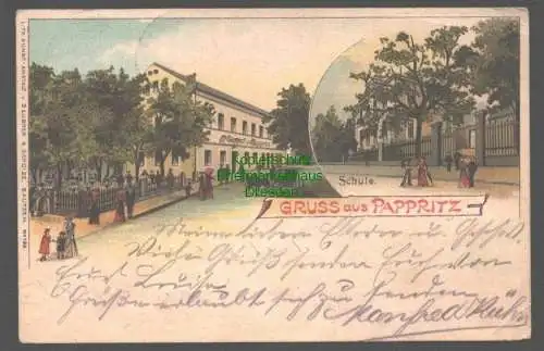 141869 Ansichtskarte Pappritz Dresden Litho Gasthof und Schule 1905