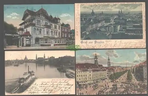 141912 4 AK Dresden Litho 1901 Der Hirsch a Rauchhaus Hauptstraße Goldner Reiter