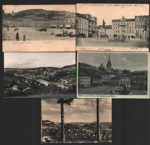 141017 5 Ansichtskarte Sebnitz Markt Nordseite 1911 Bismarck Denkmal Hotel Stadt Dresden
