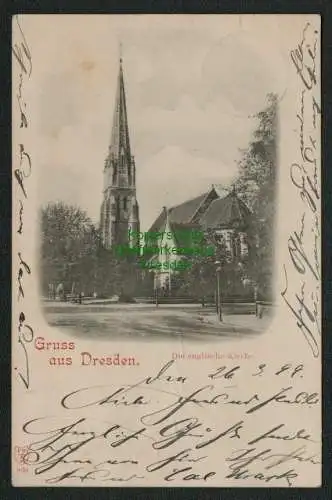 139551 AK Dresden Die englische Kirche 1899