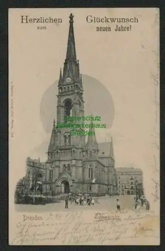 139556 Ansichtskarte Dresden Neustadt Lutherkirche 1903 Vollbild