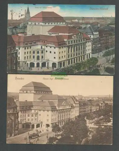 138878 2 Ansichtskarte Dresden Altstadt Neues Kgl. Schauspielhaus 1913 1914