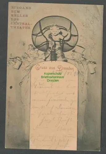138894 AK Dresden 1899 Eingang zum Keller des Central-Theater