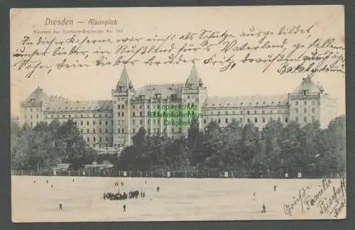 139045 Ansichtskarte Dresden Alaunplatz 1918 Kaserne des Schützen Regiments No. 108