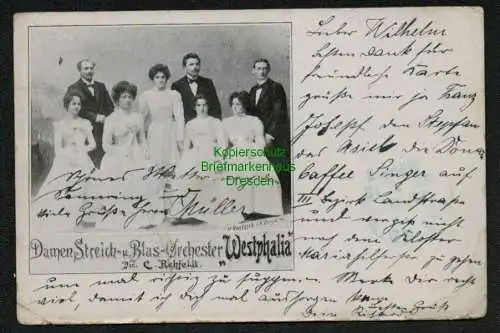 139051 Ansichtskarte Dresden 1902 Damen Streich Orchester Westphalia Dir. C. Rehfeldt