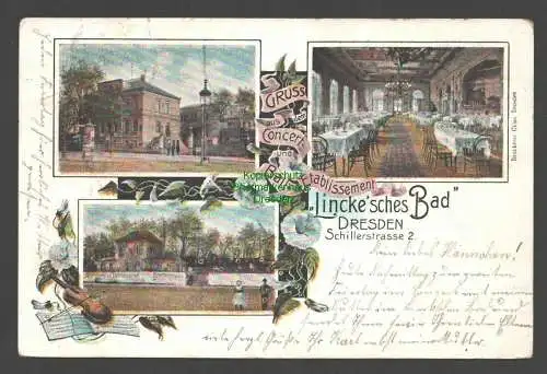 138334 AK Dresden 1901 Linke´sches Bad Schillerstr. 2 Gasthaus Restaurant