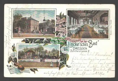 138334 Ansichtskarte Dresden 1901 Linke´sches Bad Schillerstr. 2 Gasthaus Restaurant