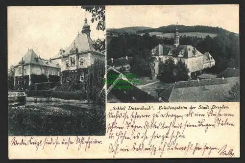 138289 Ansichtskarte Schloß Dittersbach Erholungsheim der Stadt Dresden 1928 Dürrröhrsdorf