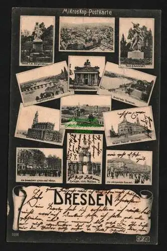 138171 Ansichtskarte Dresden Mikroskop Postkarte 1904 Hofkirche Zwinger Neustadt Postamt
