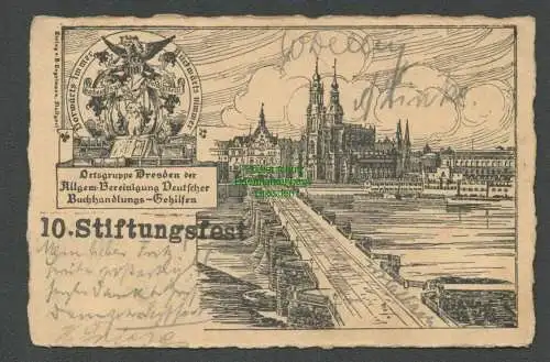 137489 Ansichtskarte Dresden Künstlerkarte 1907 10. Stiftungsfest Verein Buchhandlungs Gehi