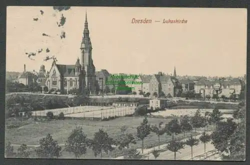 137487 Ansichtskarte Dresden Lukaskirche 1915