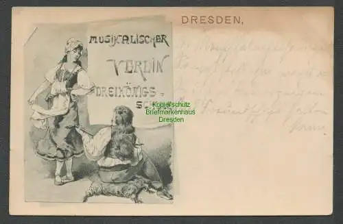 137476 Ansichtskarte Dresden um 1900 Musikalischer Verein Dreikönigs- Schule