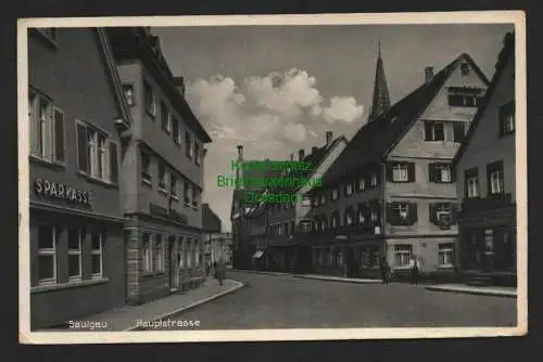 136688 Ansichtskarte Saulgau Hauptstrasse 1934 Sparkasse Gasthaus Weizen-Bier Reklame