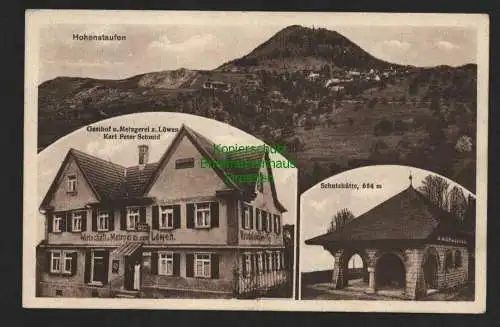 136689 Ansichtskarte Hohenstaufen Gasthof Metzgerei z. Löwen Schutzhütte 1934