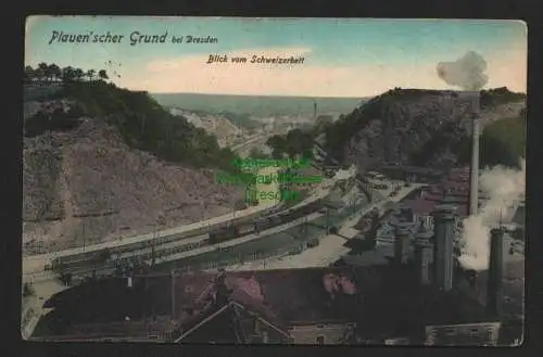 136684 Ansichtskarte Plauenscher Grund bei Dresden Bahnhof 1919 Blick vom Schweizerbett