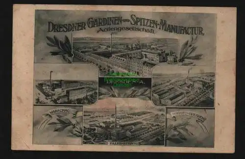 136219 Ansichtskarte Dresden 1910 Dresdner Gardinen & Spitzen Manufaktur Warschau Dobritz