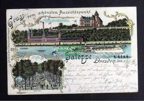 135189 Ansichtskarte Dresden 1898 Litho Saloppe schönster Aussichtspunkt