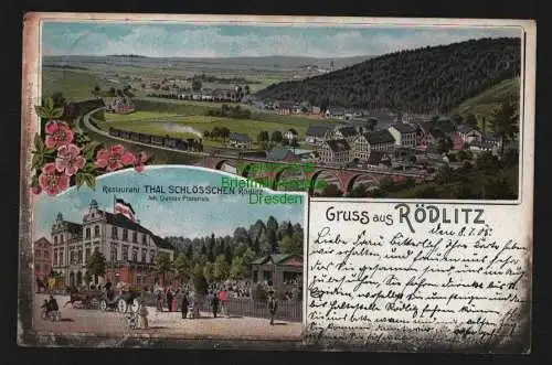 135242 Ansichtskarte Rödlitz Lichtenstein/Sa Litho 1905 Restaurant Talschlösschen Pistorius