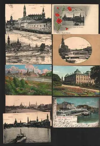 134929 9 Ansichtskarte Dresden Japanisches Palais Italienisches Dörfchen Panorama