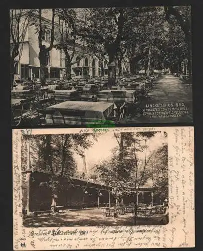 134994 2 Ansichtskarte Dresden Lincke`sches Bad Restaurant Gaststätte um 1900 1914 Bautzner