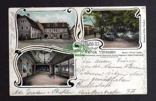 135173 Ansichtskarte Dresden Gasthof zu Reick 1903  Biergarten Tanz- u. Gesellschaftssaal