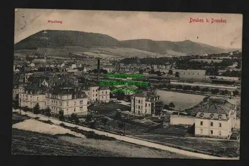 135225 Ansichtskarte Deuben bei Dresden 1910 Blick zum Windberg mit Bahnhof