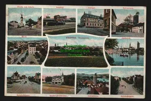 135221 Ansichtskarte Triptis 1913 Bahnhof Kirche Schule Postamt Bahnhofstrasse Markt ...