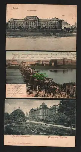 132957 3 AK Dresden Finanz-Ministerium Circus 1914 Augustusbrücke 1904 Japan.