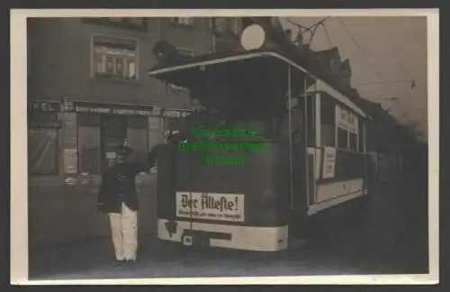 145711 AK Dresden um 1915 Fotokarte Straßenbahn Der Älteste am Trachenberger Pla