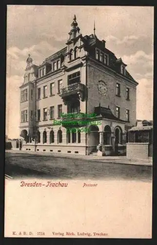 146664 AK Dresden Trachau Postamt um 1900