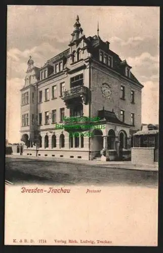 146664 Ansichtskarte Dresden Trachau Postamt um 1900