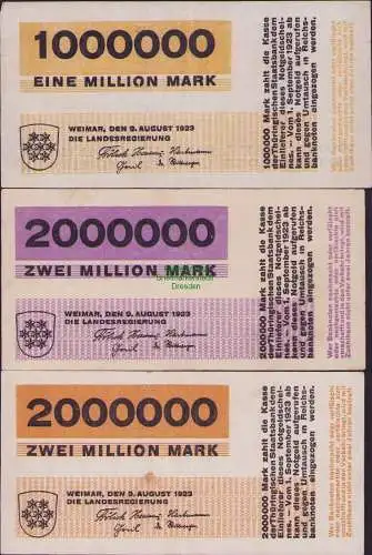 B15895 Deutsches Reich Inflation 1923 3x Geldschein Notgeld Millon Mark Weimar