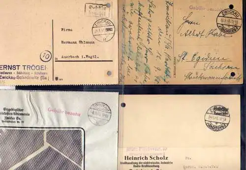 B866 11x SBZ Brief Karte Gebühr bezahlt 1945 Zwickau Sachs. Landesgasversorgung