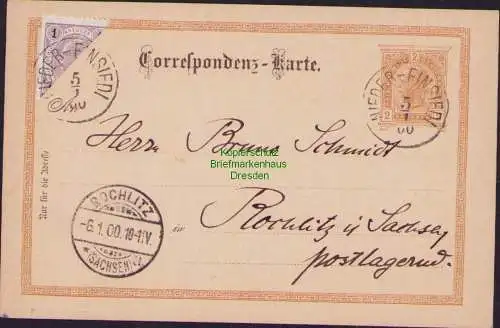 B15834 Ganzsache Nieder Einsiedel Österreich 50 Halbierung 5.1.1900 sehr selten