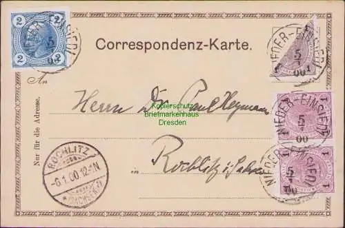 B15833 Postkarte Nieder Einsiedel Österreich 50 Halbierung 5.1.1900 sehr selten