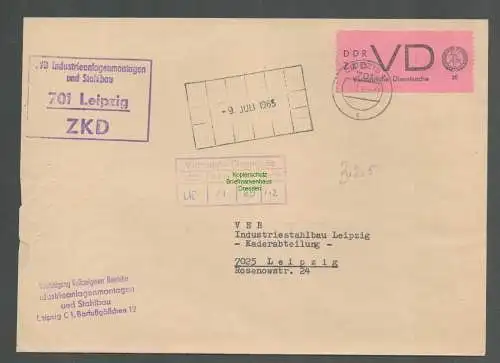 B5280 DDR ZKD VD 2 Brief VVB Industrieanlagenmontagen Leipzig Kaderabteilung 196
