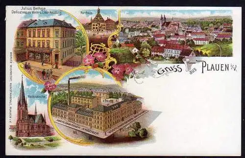 77303 Litho Plauen Vogtländischer Anzeiger Wein Likör Handlung Delicatessen