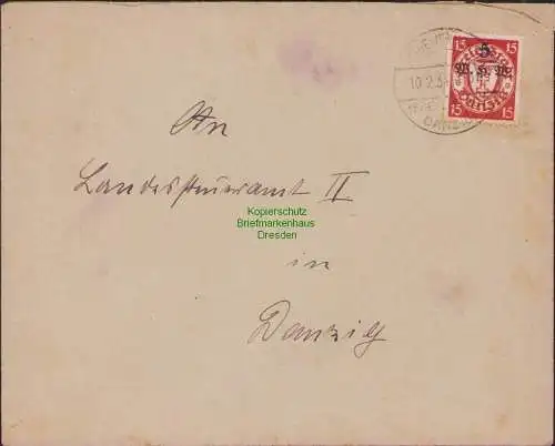 B15856 Brief 239 EF seltene Einzelfrantatur Deutschland Freie Stadt Danzig Winte