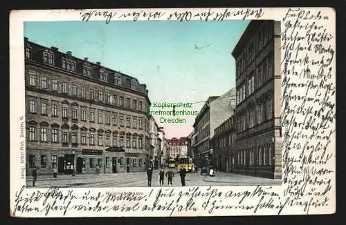146726 Ansichtskarte Dresden um 1905 Heinrichstrasse Straßenbahn
