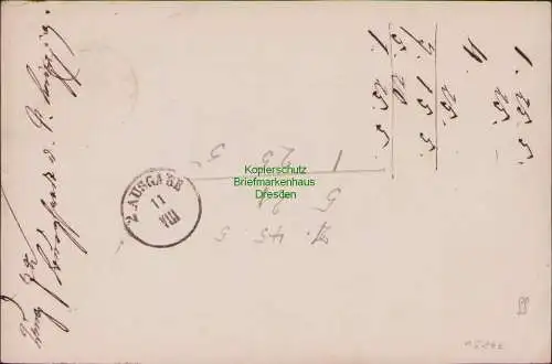 B15862 Vertreterkarte Postkarte DR 2a Leipzig 1872 kleines Brustschild  Rochlitz