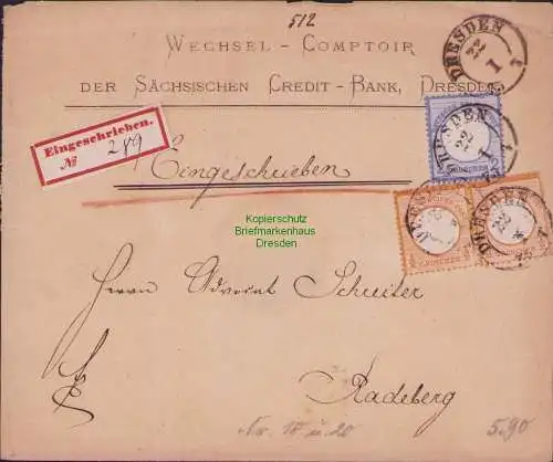 B15865 Brief Deutsches Reich 1875 18, 20 Brustschilde Aufbrauch Groschen Marken